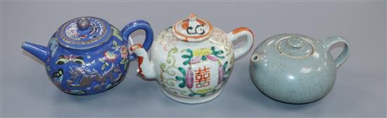 Three Chinese ceramic teapots